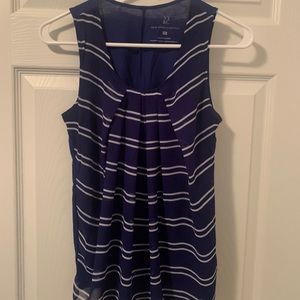 New York & Company Blue and White Striped Tank Top